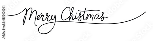 Elegant handwritten script saying Merry Christmas in a flowing calligraphic style perfect for holiday greetings and seasonal promotions