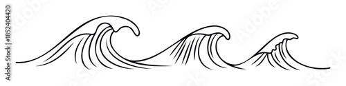 Set of stylized ocean waves in black and white, perfect for graphic assets, nautical themes, or summer branding projects.