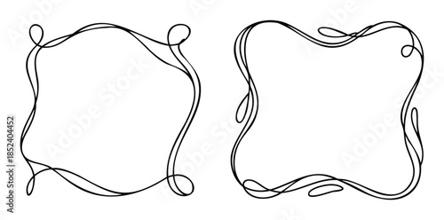 Elegant handdrawn swirl frames for invitations, borders, and decorative accents, adding a touch of whimsical flourish to graphic projects