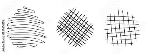 Abstract line graphics collection including a swirling egg shape, a diamond grid, and a square grid for graphic backgrounds and modern textures.