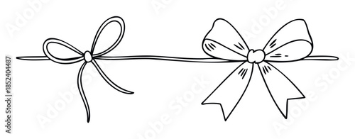 Hand drawn ribbon bows and twine, perfect for gift wrapping, party decorations, and festive accents for any celebration or holiday project.