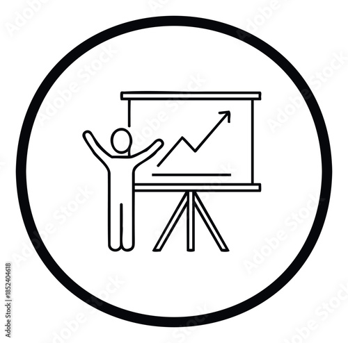 Man presenting a rising graph on a whiteboard to showcase positive business growth and successful financial performance in a professional presentation setting.