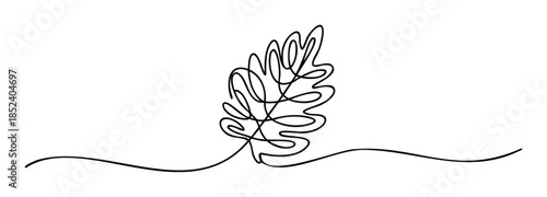 Minimalist single line drawing of an oak leaf with wavy stem, perfect for naturethemed designs and organic branding applications.