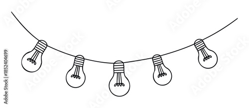 String of light bulbs hanging in a curve, perfect for holiday celebrations, party decorations, or creating a festive atmosphere for events and gatherings.