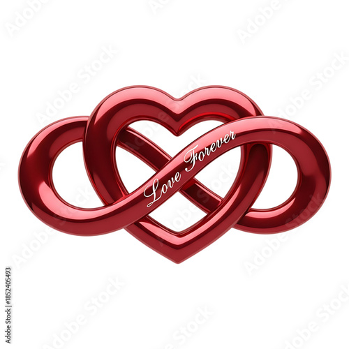 Red infinity heart symbol isolated on white background for eternal love concept and romantic relationship design