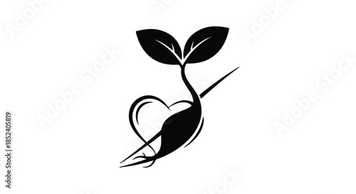 black and white silhouette of a plant