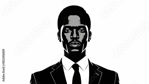 Black and White Illustration of Businessman.