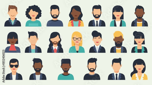 Diverse Group of Cartoon Business People.