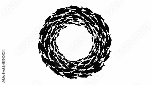Black Twisted Rope Circle Isolated White.