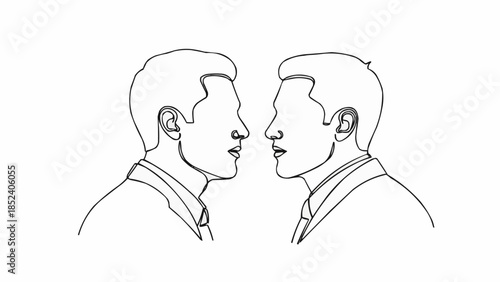Two Men Facing Each Other Illustration.