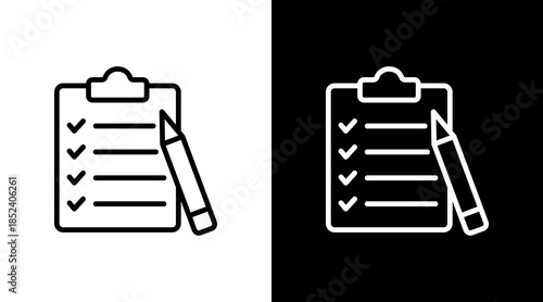 Clipboard Survey With Icon Set Design