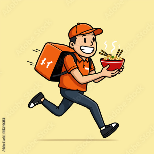 Cartoon businessman running with a briefcase as a fun business character illustration
