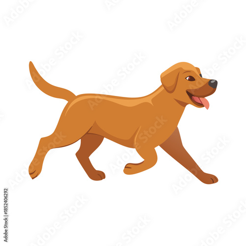 Pet brown dog semi flat RGB color vector illustration. Pure breed labrador. Happy doggy walking. Friendly puppy running. Domestic animal isolated cartoon character on white ... See More
