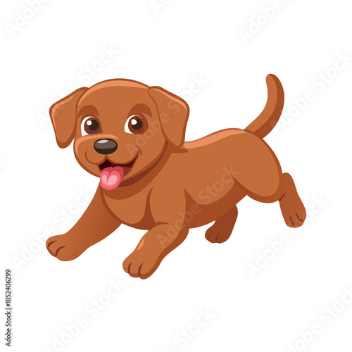 Pet brown dog semi flat RGB color vector illustration. Pure breed labrador. Happy doggy walking. Friendly puppy running. Domestic animal isolated cartoon character on white ... See More