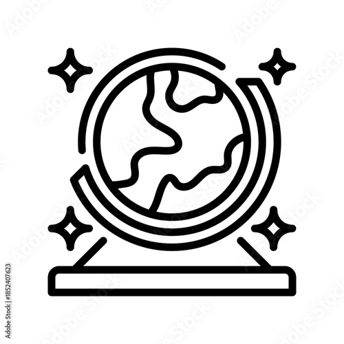 World Globe Line Icon, Outline Symbol for Global Navigation, Earth Mapping, Geographic Reference, International Locations, and Worldwide Routes. Vector Sign Icon.