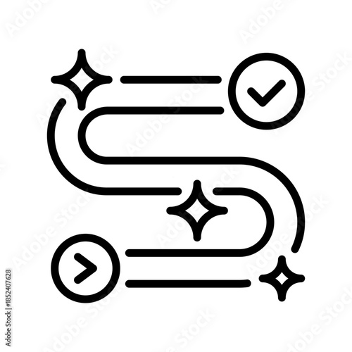 Route Line Icon, Outline Symbol for Path Tracking, Direction Mapping, Travel Navigation, Journey Planning, and Location Guidance. Vector Sign Icon.