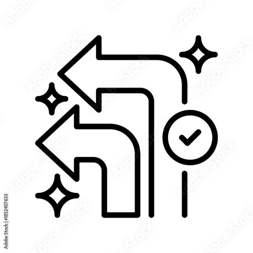 Turn Left Arrow Line Icon, Outline Symbol for Navigation Direction, Route Guidance, Street Turning, Map Instruction, and Driving Movement. Vector Sign Icon.