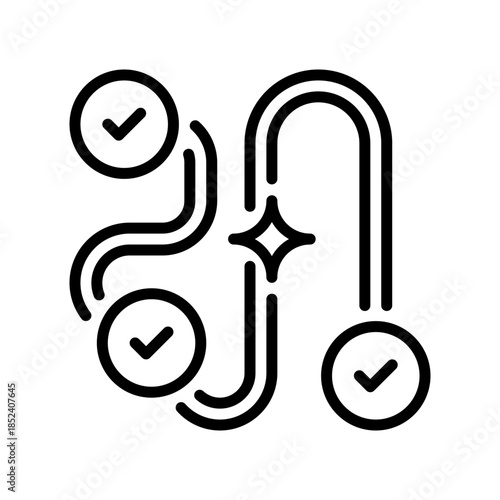 Route Line Line Icon, Outline Symbol for Path Navigation, Travel Direction, Mapping Lines, Journey Tracking, and Movement Pathing. Vector Sign Icon.