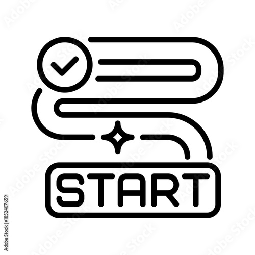 Start Point Line Icon, Outline Symbol for Route Beginning, Trip Initiation, Map Origin, Navigation Marker, and Travel Kickoff. Vector Sign Icon.