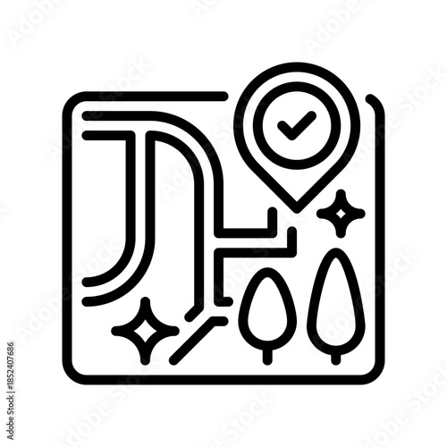 Street Map Line Icon, Outline Symbol for City Navigation, Road Layout, Route Planning, Geographic Guidance, and Urban Mapping. Vector Sign Icon.