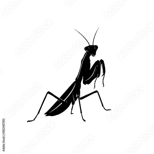 Silhouette of a praying mantis insect