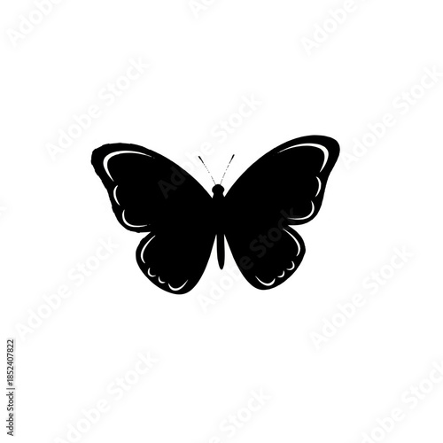 Black Butterfly Silhouette Vector Icon