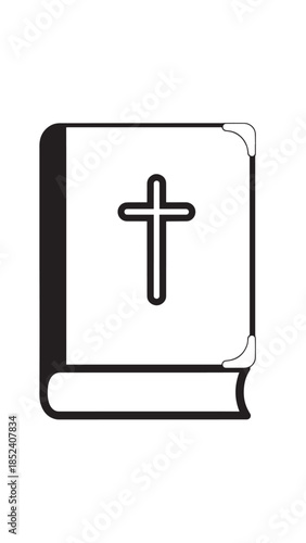 Open Bible with cross on cover, devotional religious book for study and reflection.