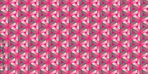Rotation of maze triangle pattern on white background. Monochrome abstract art. Pink stripe triangle shape on white backdrop. Abstract background.