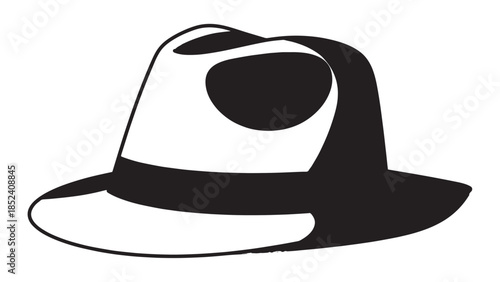 Minimalist monochrome fedora illustration suitable for graphic design, branding, and fashion references.