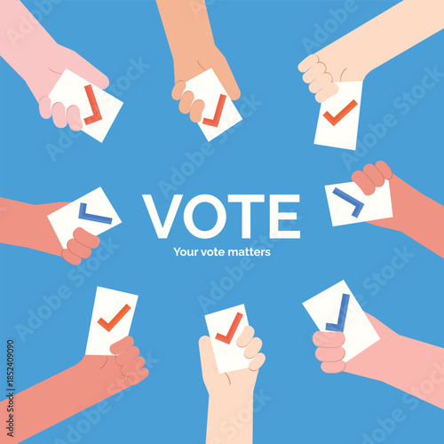 Voting participation and engagement for democracy. Vector illustration
