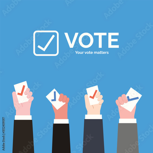 Voting participation and engagement for democracy. Vector illustration