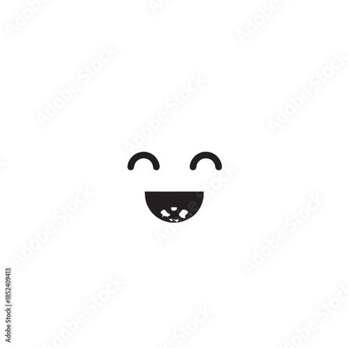 Smiling Face Emoji Icon with Minimalist Design on White Background.