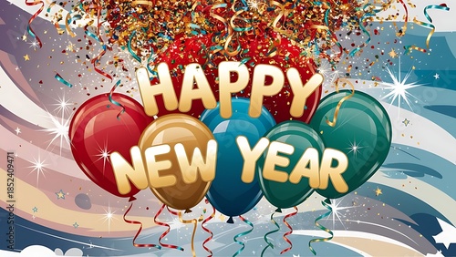 Happy new year background with ballons. 