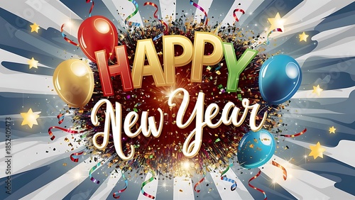 Happy new year background with ballons. 