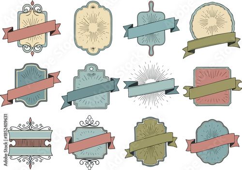 Vintage Banner Designs with Ribbons and Embellishments for Classic Branding