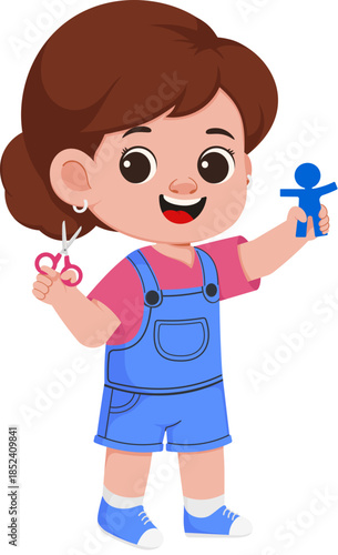 Illustration of Girl Holding Paper Doll