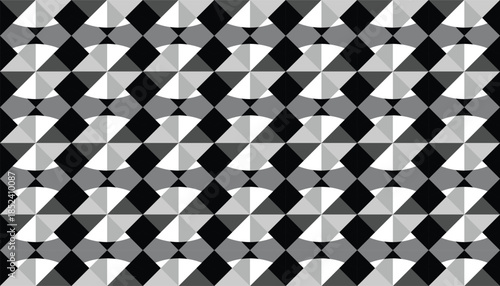 Seamless black and white geometric pattern with repeating abstract triangular and diamond shapes in a clean modern design, Perfect for printing, design backgrounds, wallpaper and tiles, gift wrapping