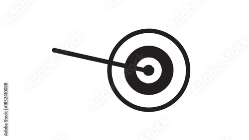 Abstract target with an arrow hitting the bullseye, a simple vector icon representing aim and precision.