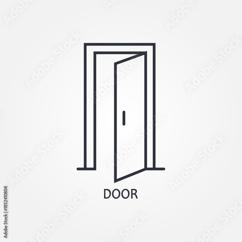Room door line and glyph icon, interior and home decoration, door vector icon, vector graphics, editable outline sign, eps 10