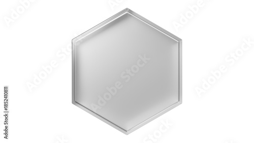 3D Illustration.Gray hexagonal glass. Transparent background. (png)