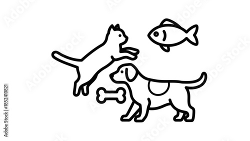 Playful pets and tasty treats: A delightful illustration of animal companionship and fun