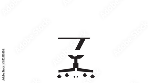Minimalist black office chair silhouette with long shadow, a clean vector illustration of ergonomic furniture.