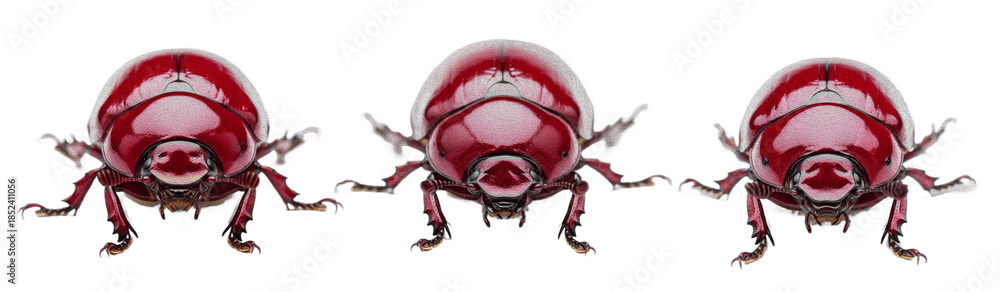 Naklejka premium Glossy Red Beetles Collection – Isolated Insect Set on White Background