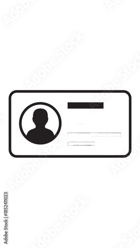 Illustration of an identification card with silhouette portrait and data area.