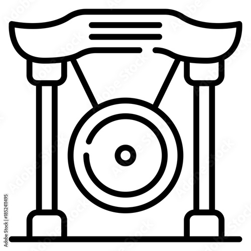 Traditional Chinese Gong Line Icon