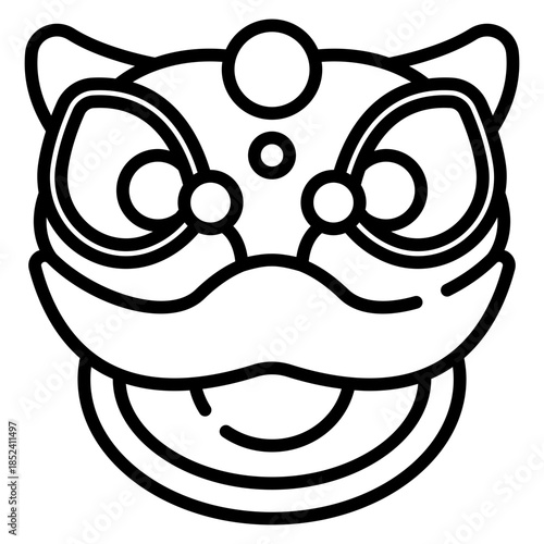 Chinese Lion Dance Head Line Icon