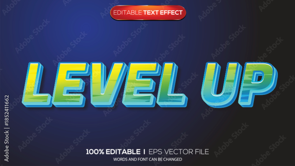 Obraz premium 3d text effect level up theme