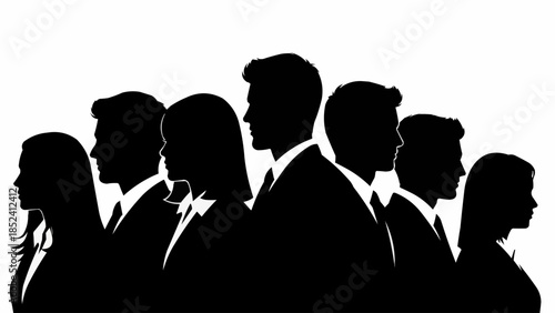 Group of Business People Silhouettes Standing.