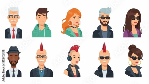 Diverse Group of Cartoon People Profiles.