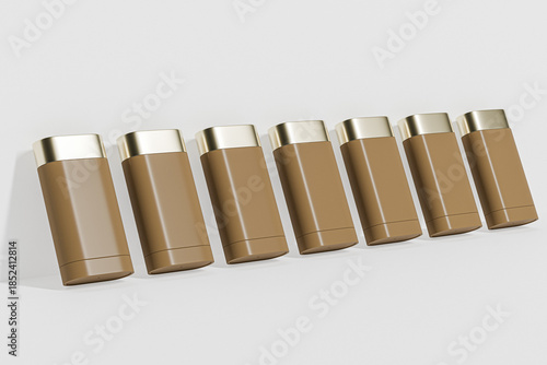 Schilderij op canvas Luxury cosmetic Foundation Stick mockup, Oval shape push up container for bronzi